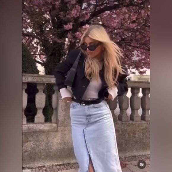 Zara DENIM SKIRT TRF LONG SKIRT DENIM - Picture 6 of 14